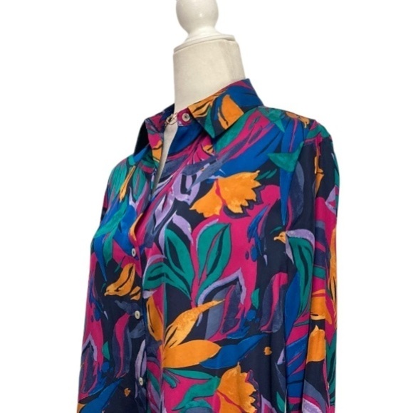 Harper + Blair London Long Sleeve Blouse NWT in Bold Tropical Print - Picture 11 of 13